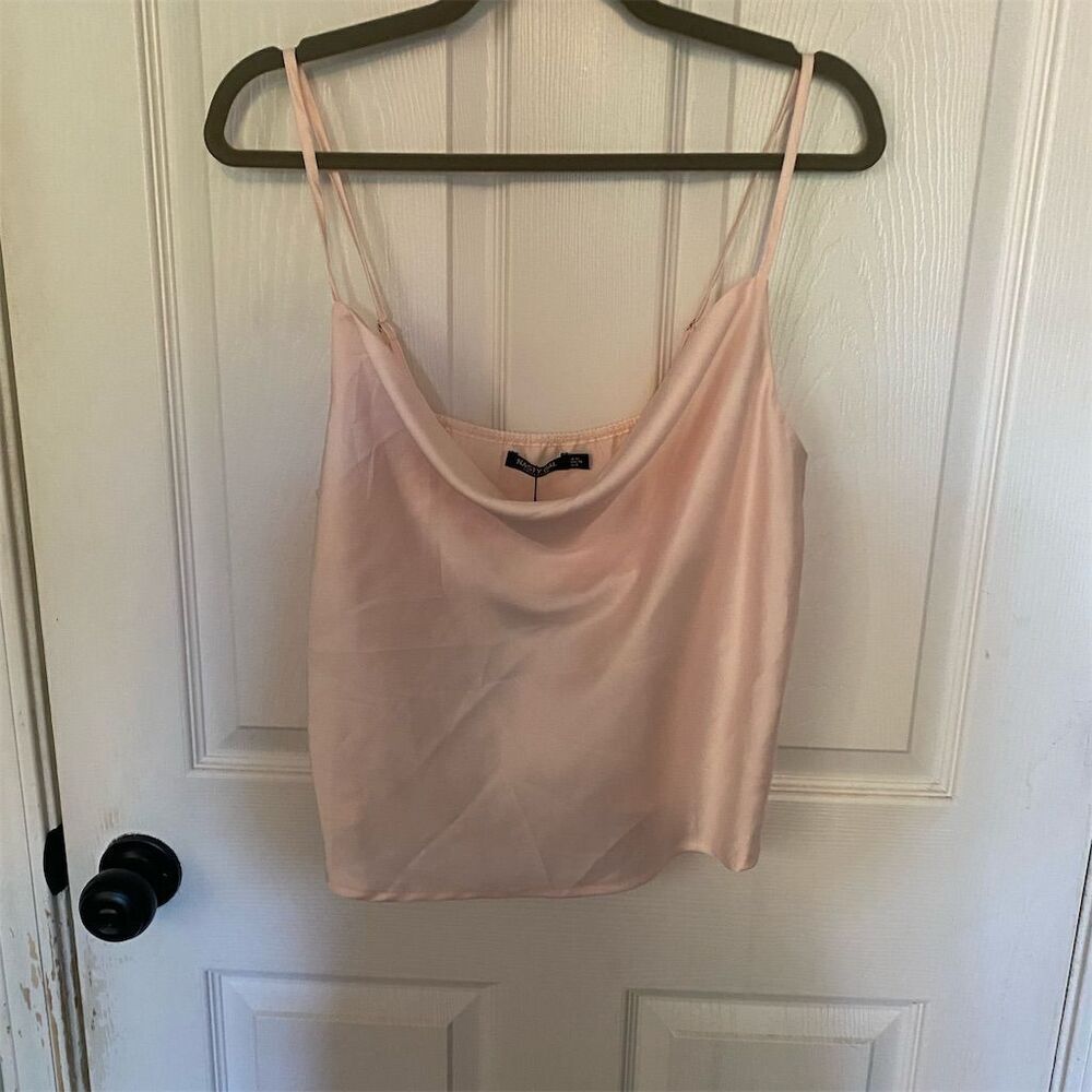 Nasty Gal Women's Pink Satin Cowl Neck Cami Top Size 8 Sleeveless
